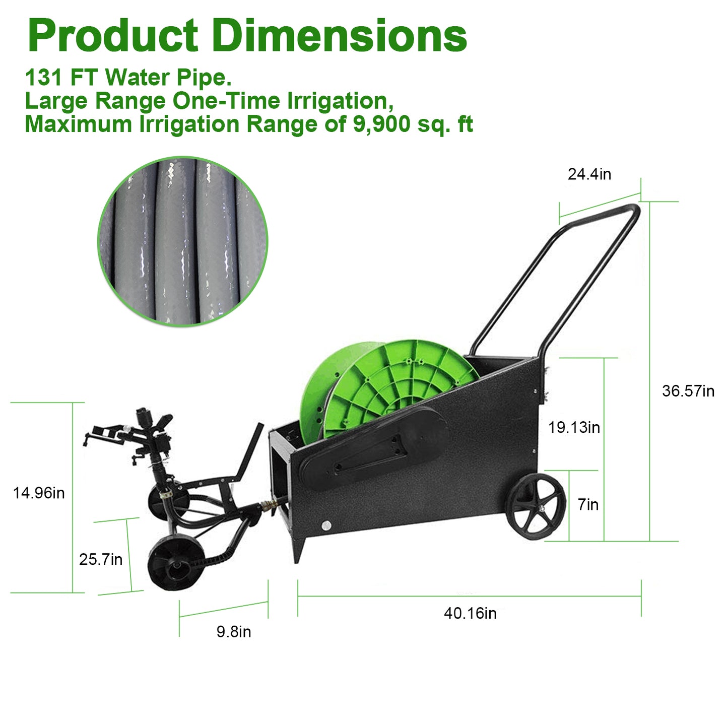 IRRIGLAD Manual Speed Adjustment Water Hose Reel Cart (with 40 Meter hose)