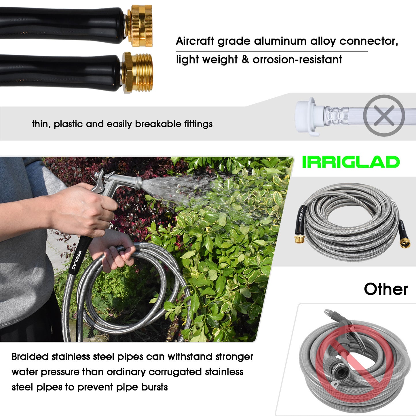 IRRIGLAD Stainless Steel Garden Hose